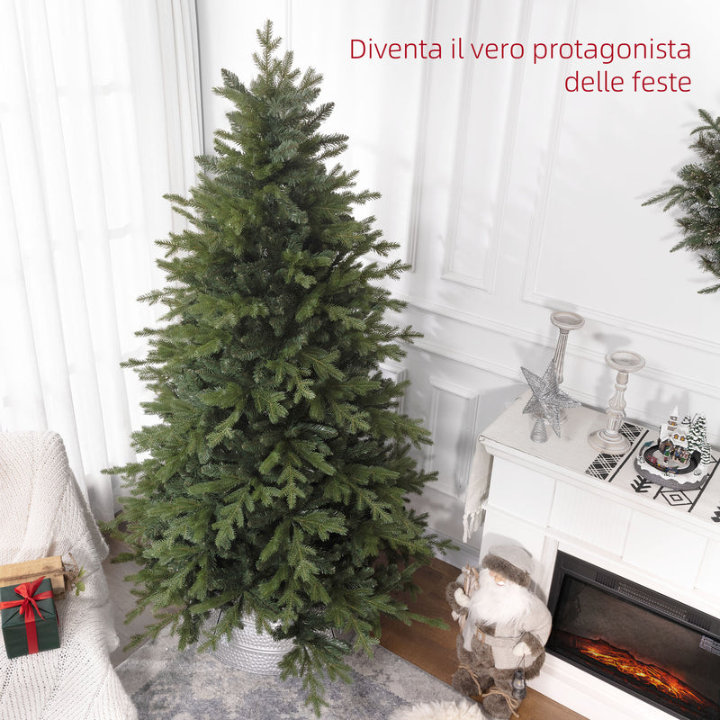 Albero di Natale 210 cm 2445 Rami Design a Carniera con Base in Metallo Verde      