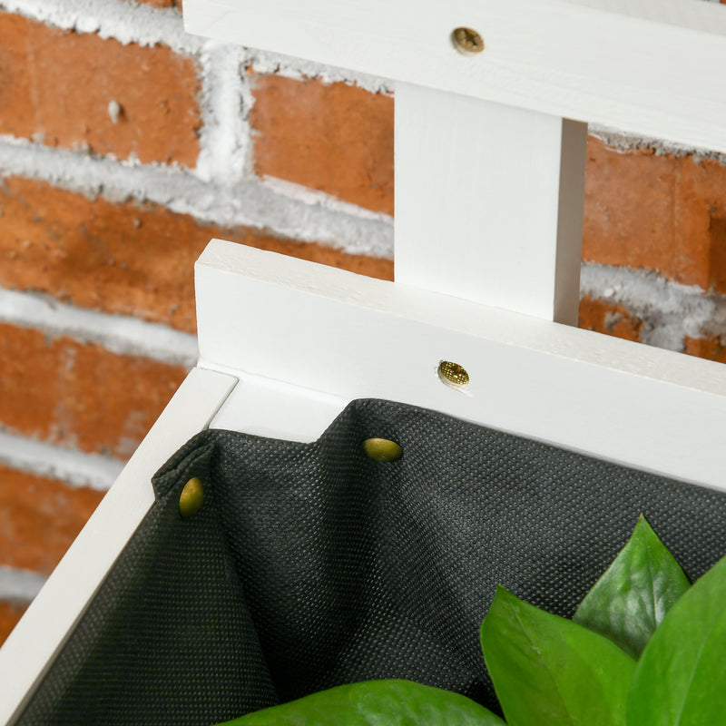 Fioriera da Esterno 76x30x155 cm con Grigliato per Rampicanti in Legno Bianco