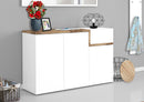 Scarpiera 3 Ante Battenti 1 Antina a Ribalta 120x40x80,1 cm Zet Bianco Lucido e Acero Pereira