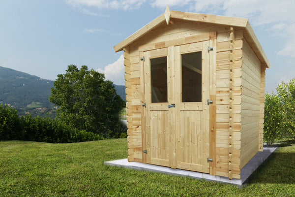 Casetta Box Da Giardino 200x200x187-215A cm Porta Doppia con Serratura Gilda in Legno di Abete Grezzo prezzo