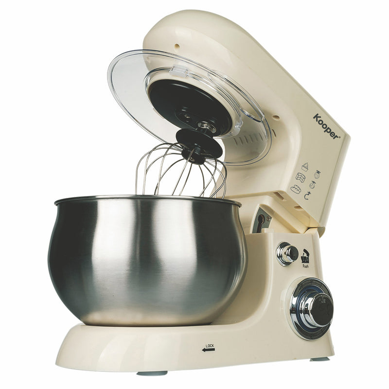 Impastatrice Planetaria 5 Litri 6 Velocità 1300W Ciotola in Acciaio Kooper Atena Avorio