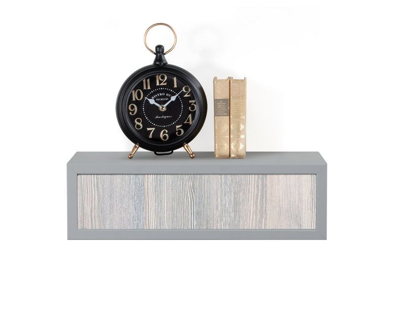 Mensola da Parete 1 Cassetto 45x13,4x20 cm in Fibra di Legno Lego Sasso e Rovere Grigio