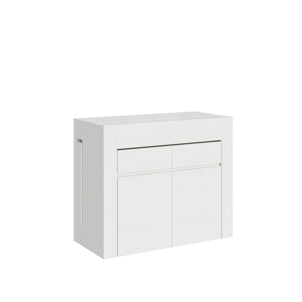 Consolle Tavolo Allungabile 90-302x42x75 cm Evolve Bianco Frassino con Panca Inferiore e Superiore sconto