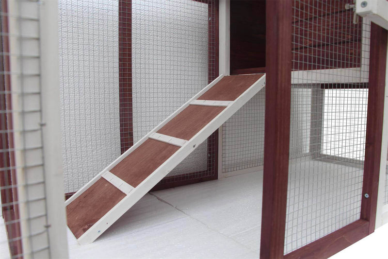 Pollaio da Giardino 122x63x92 cm Per 3 Galline in Legno Rosso e Bianco