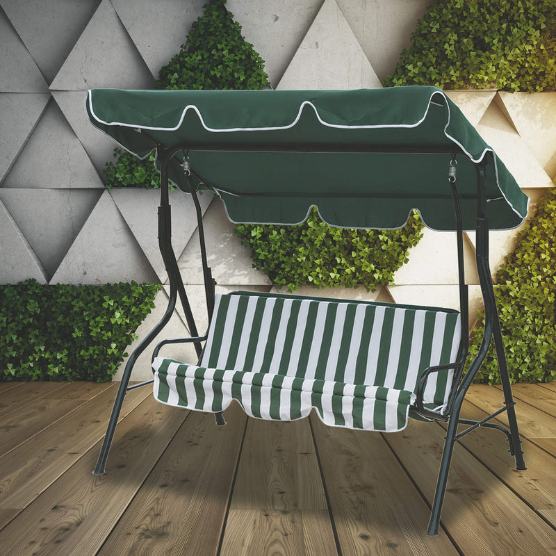 Dondolo da Giardino in Ferro 3 Posti Soriani Verde Scuro/Bianco