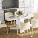Tavolo Pieghevole da Pranzo 163x80x75 cm con 2 Ribalte Ovale in Legno Bianco  