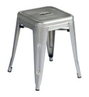 Set 4 Sgabelli Impilabili 39x39x46 cm in Lamiera Galvanizzata Silver