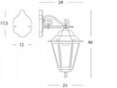 Lampada Applique Grande in Basso Colore Nero da Esterno Linea Esagonale Sovil