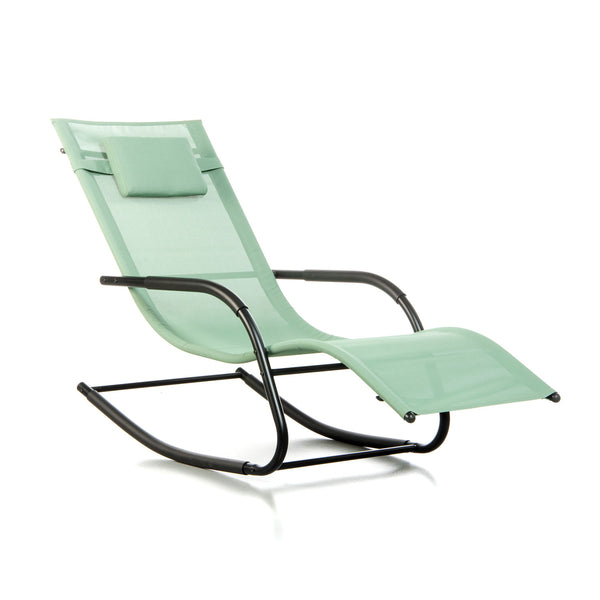 Sedia Sdraio a Dondolo da Giardino Rocking Sky 147,5x62x89 cm in Textilene Verde sconto
