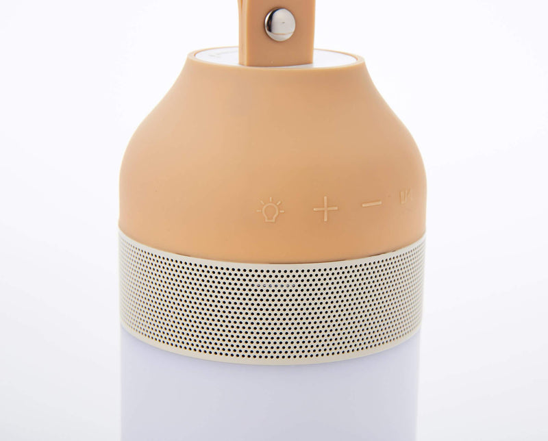 Altoparlante Bluetooth con Lampada LED 7,6x7,6x1,5 cm in Plastica Bianco Panna