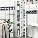 Mobile a Colonna con Mensole e Armadietti 15x17x120 cm in MDF e Legno Truciolare Bianco