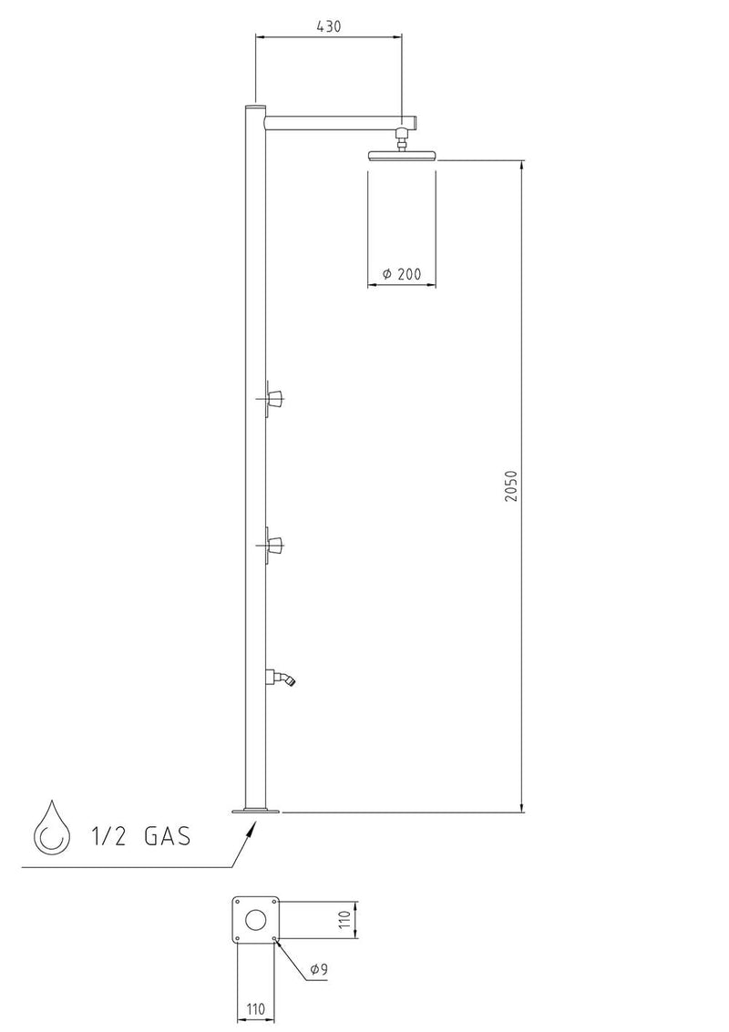 Doccia da Giardino 2 Temporizzatori e Lavapiedi Ama Luxury Venere