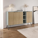 Madia Moderna Credenza 142x83 cm con 3 Ante e Vani a Giorno Quercia e Verde      