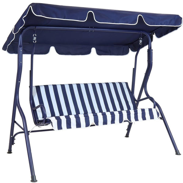 Dondolo da Giardino 3 Posti Altalena per Esterno Acciaio + Tettuccio BLU Bianco online