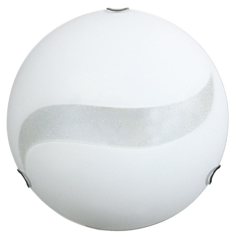 Plafoniera 2xE27 Ganci Cromo Vetro Lastra Serigrafato Bianco C/Graniglia E-Energy Astrid