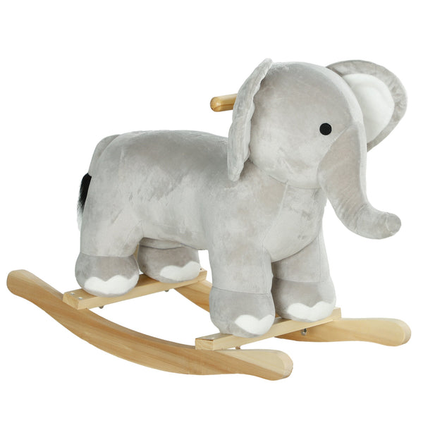 acquista Cavallo a Dondolo per Bambini in Legno e Peluche Elefante Grigio