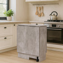 Tavolo da Pranzo Pieghevole Salvaspazio 140x75x74 cm Ante a Ribalta con Ruote Effetto Cemento      