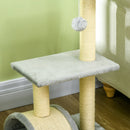 Albero Tiragraffi per Gatti a 3 Livelli 40x35x72 cm con Tiragraffi Grigio Chiaro  