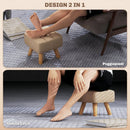 Pouf Poggiapiedi 27x27x26 cm Gambe in Legno di Caucciù Portata Fino a 110 kg in Tessuto Effetto Lino Marrone      