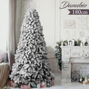 Albero di Natale Innevato Danubio 180 cm 1056 Rami Super Folto Effetto Neve Bianco      
