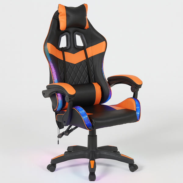 Sedia da Gaming con Led RGB Altezza Regolabile 106-116 cm in Pelle PU Arancione e Nero acquista