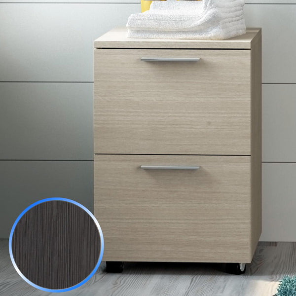 sconto Badezimmermöbel in gebürsteter Eiche 40 x 57 cm mit Fosterberg Porto 3 Rollen