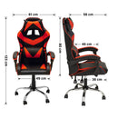 Sedia da Gaming 61x56x123 cm in Similpelle Nera e Rossa