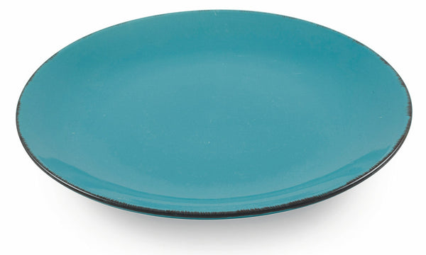 sconto Set 6 Speiseteller aus Steinzeug Ø27x3 cm Villa d'Este Home Tivoli Baita Türkis glasiert