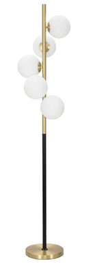 Lampada da Terra Glamy Dark Ø30x160 cm in Ferro e Vetro Oro, Nero e Bianco