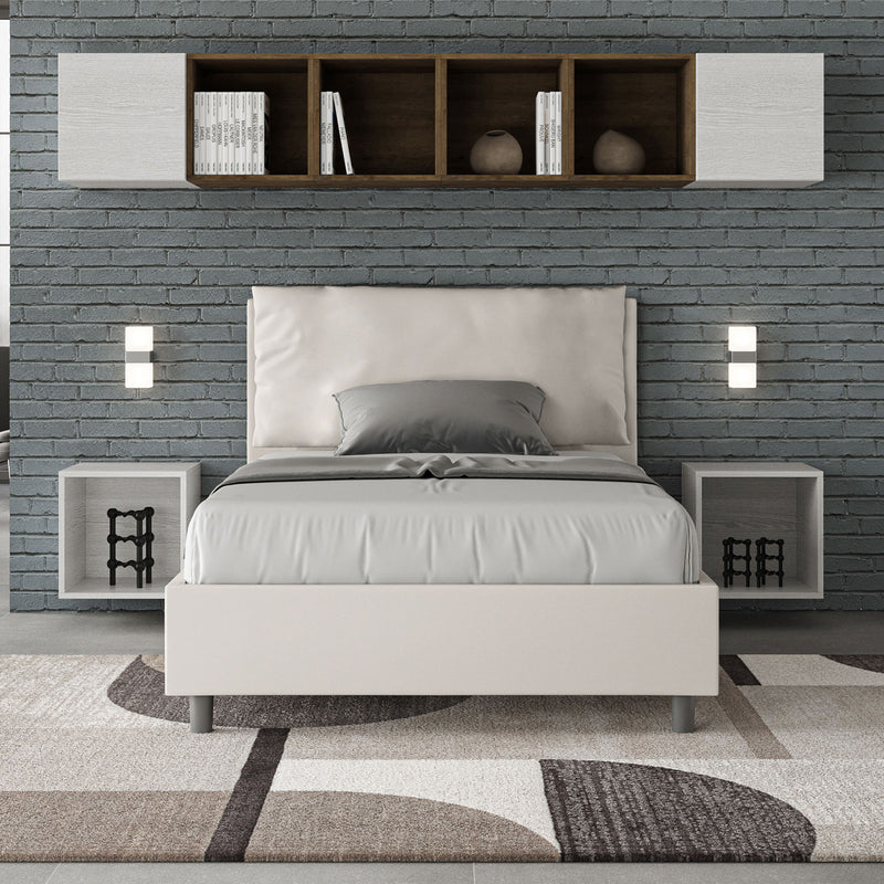 Letto 1 Piazza E Mezzo Imbottito in Similpelle Antea Large Bianco Varie Misure