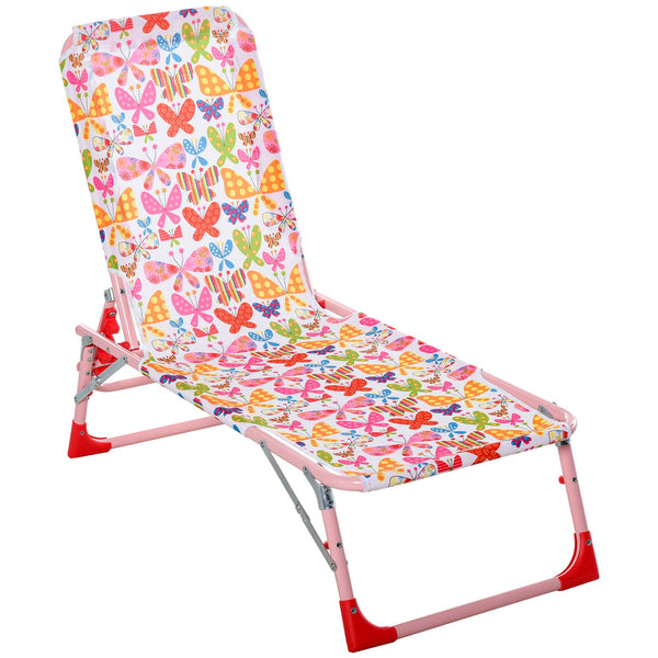 Faltbare Sonnenliege für Kinder 118x40x24 cm aus Metall und rosa Polyester sconto