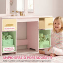 Toeletta per Bambini 3+ Anni 79,5x33x90,7 cm con Sgabello Specchi Cassetti e Armadietti in MDF Rosa      