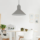 Lampada Design a Sospensione Corpo in Metallo Grigio Esterno Bianco Interno Ø34,5x28 cm 