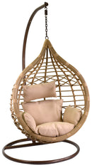 Amaca Dondolina da Giardino 98x70x128 cm in Polyrattan Renton Marrone