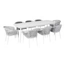 Set Tavolo Rettangolo e 8 Sedie da Giardino in Alluminio Muses 240 Bianco