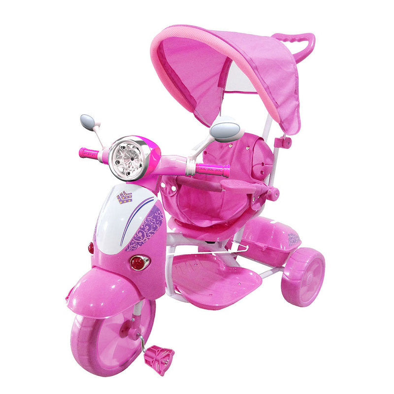 Triciclo a Spinta Seggiolino Reversibile per Bambini Kidfun Classic Rosa