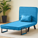 Poltrona Letto Reclinabile Chaise Lounge con Seduta Imbottita Convertibile Blu