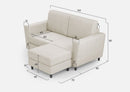 Divano 2 Posti con Pouf 172x145x85 cm Yasel in Tessuto Latte