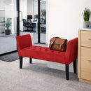 Panca Fondoletto Ingresso 111x40x60 cm con Piedi in Legno e Rivestimento Velluto Bordeaux     