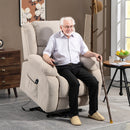 Poltrona Alzapersona Massaggiante e Reclinabile 93x104x105 cm con Telecomando in Tessuto Effetto Velluto Beige  