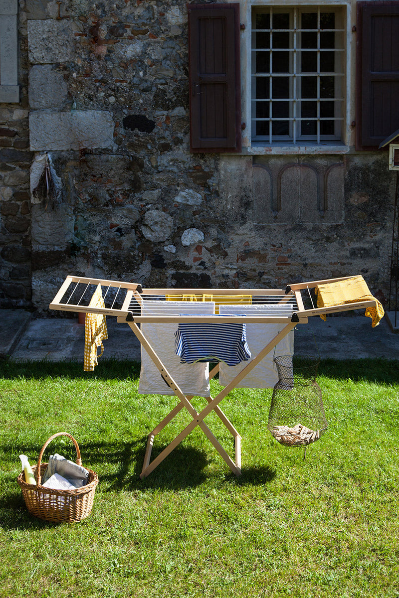 Stendibiancheria Pieghevole in Legno di Faggio 60x178x105 cm