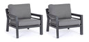 Set 2 Poltrone con Cuscini da Giardino 80x85x88 cm in Alluminio Hendrix Antracite