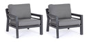 Set 2 Poltrone con Cuscini da Giardino 80x85x88 cm in Alluminio Hendrix Antracite