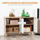 Mobile Contenitore 120x35x77.4 cm con 2 Armadietti a Ripiani Regolabili in Legno di Pino e Bianco      