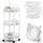 Carrello Pieghevole Salvaspazio Ø35x88 cm con 3 Ripiani Organizer Versatile in Metallo Bianco