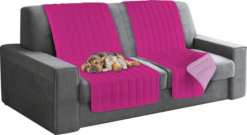 Copridivano a Fascia Doubleface Trapuntato 60x190cm Lilla/Fucsia