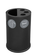 Pattumiera a Bidone per Raccolta Differenziata Ø45x72 cm 3 Scomparti Tubolari e 1 Scomparto da 50 L in Acciaio Verniciato Nero 