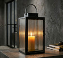 Lanterna Simply 15,5x15,5x28,5 cm in Metallo e Vetro Nero      