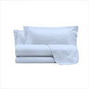 Set Lenzuola Sopra Sotto e Federe Linea Cloe in Raso di Cotone Azzurro Varie Misure