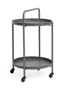 Tavolino da Esterno Carrello con Ruote Ø44,5x70h cm in Acciaio Austin Twin Antracite 